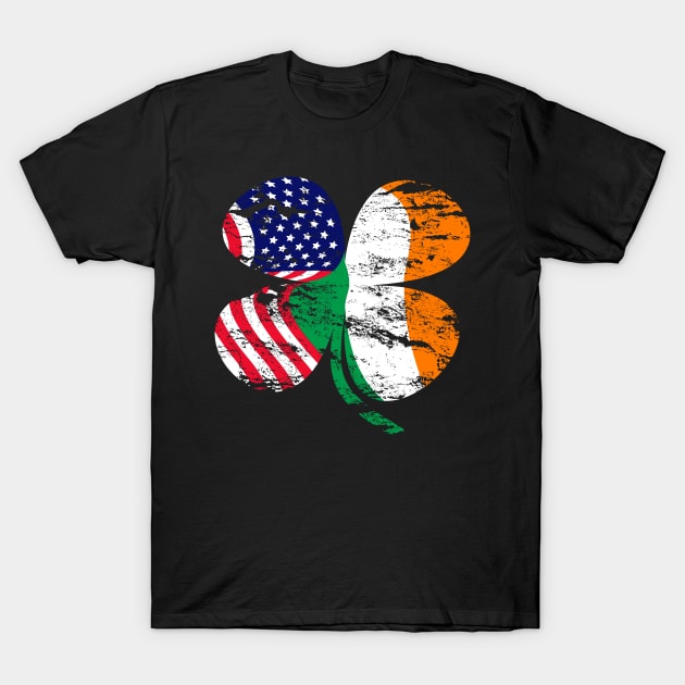 Irish American Four Leaf Shamrock Flag T-Shirt by Xeire